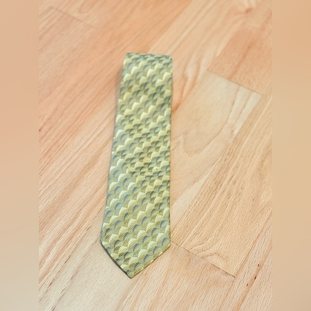 Ermenegildo Zegna Luxury Silk Tie – Gold & Silver Pattern, Made in Italy - Picture 6 of 9